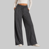 Women's Cotton Blend Wide Leg Pants with Drawstring Waist