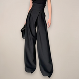Women's High Waist Wide Leg Black Trousers