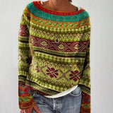 Women's Nordic Knit Christmas Jumper – Fair Isle Yoke Winter Jumper, Relaxed Fit