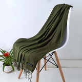 Women's Pashmina Scarf with Fringe – Lightweight Shawl Wrap for Autumn & Winter