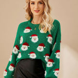 Women's Oversized Santa Christmas Jumper – Festive Knit Winter Jumper, Long Sleeve