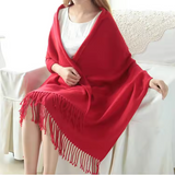 Women's Cashmere-Feel Check Scarf with Fringe – Tartan Blanket Scarf for Winter