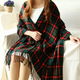 Women's Cashmere-Feel Check Scarf with Fringe – Tartan Blanket Scarf for Winter