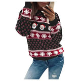 Women's Santa & Snowflake Christmas Jumper – Festive Knit Winter Jumper, Relaxed Fit