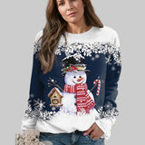 Women's Snowman Print Christmas Jumper – Festive Winter Sweatshirt, Crew Neck