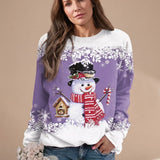 Women's Snowman Print Christmas Jumper – Festive Winter Sweatshirt, Crew Neck