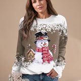 Women's Snowman Print Christmas Jumper – Festive Winter Sweatshirt, Crew Neck