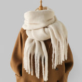 Women's Oversized Chunky Scarf with Fringe – Soft Winter Blanket Scarf