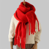 Women's Oversized Chunky Scarf with Fringe – Soft Winter Blanket Scarf