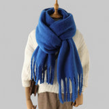 Women's Oversized Chunky Scarf with Fringe – Soft Winter Blanket Scarf