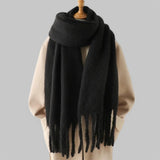 Women's Oversized Chunky Scarf with Fringe – Soft Winter Blanket Scarf