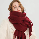 Women's Chunky Winter Scarf with Fringe – Soft Cashmere-Feel Blanket Scarf