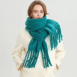 Women's Chunky Winter Scarf with Fringe – Soft Cashmere-Feel Blanket Scarf