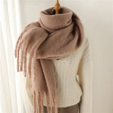 Women's Chunky Winter Scarf with Fringe – Soft Cashmere-Feel Blanket Scarf