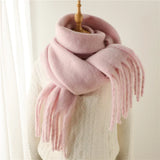 Women's Chunky Winter Scarf with Fringe – Soft Cashmere-Feel Blanket Scarf