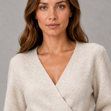 Matilda | Women's V-Neck Wrap Knit Jumper with Tie Waist and Long Sleeves