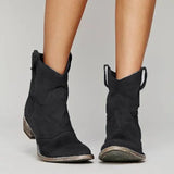 Women's Western Leather Look Ankle Boots