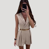 Isla | Women's Short Blazer Playsuit with Belted Waist