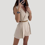 Isla | Women's Short Blazer Playsuit with Belted Waist