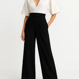 Ella | Chic Wide-Leg Jumpsuit with Wrap Neckline