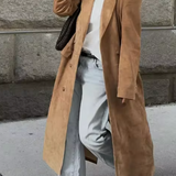 Sophie | Women's Long Suede Trench Coat with Elegant Tailored Fit