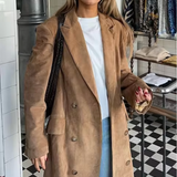 Sophie | Women's Long Suede Trench Coat with Elegant Tailored Fit