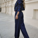 Freya | Women's Striped Blazer and Trousers Set