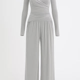 Layla | Wrap Top Two-Piece Set – Elegant, Comfortable & Stylish