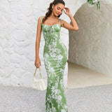 Emily | Floral Print Maxi Dress with Elegant Fitted Silhouette