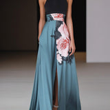 Maren | Floral A-Line Maxi Dress with Side Slit