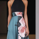 Maren | Floral A-Line Maxi Dress with Side Slit