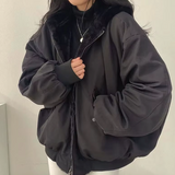 Women's Sherpa-Lined Winter Jacket – Oversized Borg Lined Zip Jacket
