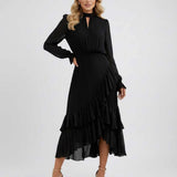 Penelope | Women's Pleated Maxi Dress with Halter Neck