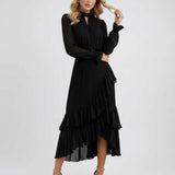 Penelope | Women's Pleated Maxi Dress with Halter Neck