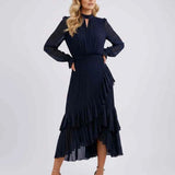 Penelope | Women's Pleated Maxi Dress with Halter Neck