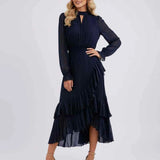 Penelope | Women's Pleated Maxi Dress with Halter Neck