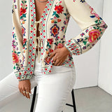 Annelise | Floral Print Tie-Front Blouse with Elegant Fit