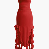 Harper | Bandeau Maxi Dress with Elegant Ruffle Detail