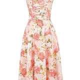 Margot | Pink Floral Lace-Up Side Split Midi Dress