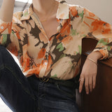 Coraline | Floral Ink Print Blouse with Elegant Fit