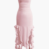 Harper | Bandeau Maxi Dress with Elegant Ruffle Detail