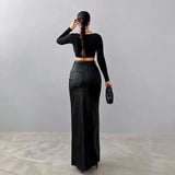 Violet | Maxi Skirt in Leather-Look Finish