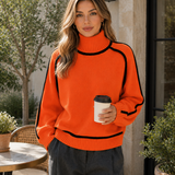 Chloe | Women's Oversized Ribbed Knit Sweater with Roll Neck