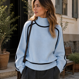 Chloe | Women's Oversized Ribbed Knit Sweater with Roll Neck