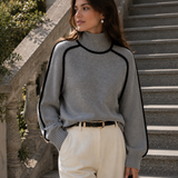 Chloe | Women's Oversized Ribbed Knit Sweater with Roll Neck