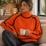 Chloe | Women's Oversized Ribbed Knit Sweater with Roll Neck
