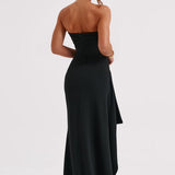Scarlett | Strapless ruched maxi dress with high slit