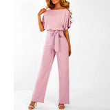 Sophiea | Women's Belted Jumpsuit with Flattering Fit