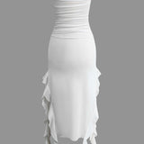 Harper | Bandeau Maxi Dress with Elegant Ruffle Detail