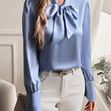 Hazel | Women’s Satin Blouse with Tie Neck and Elegant Sleeves